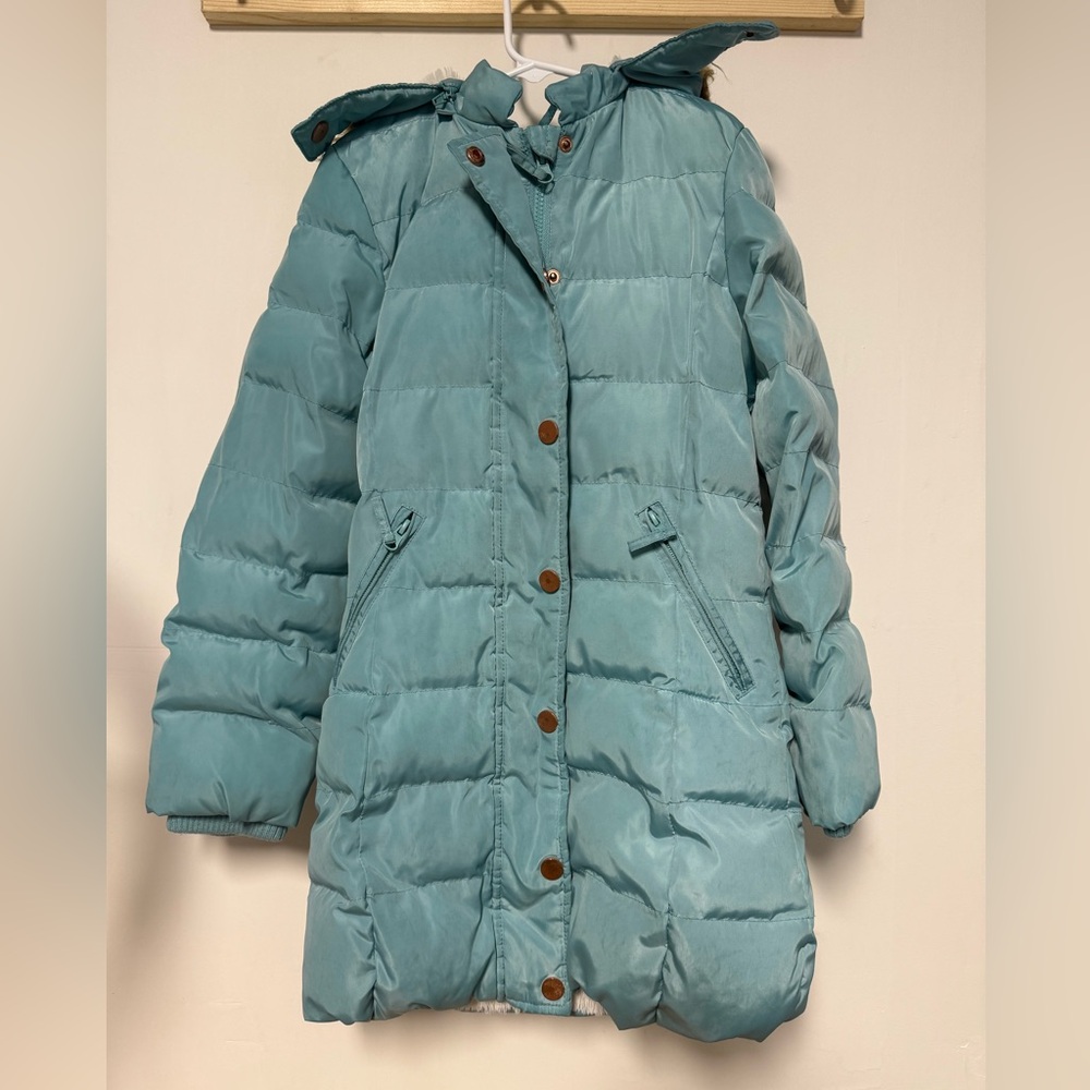 Copper Key Blue puffer parka Jacket, girls size 7/8